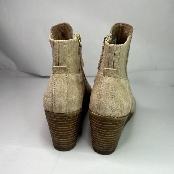 Toms Sadie Suede Sand Wedge Ankle Booties Round Toe Zip Womens Designer - Picture 8 of 10